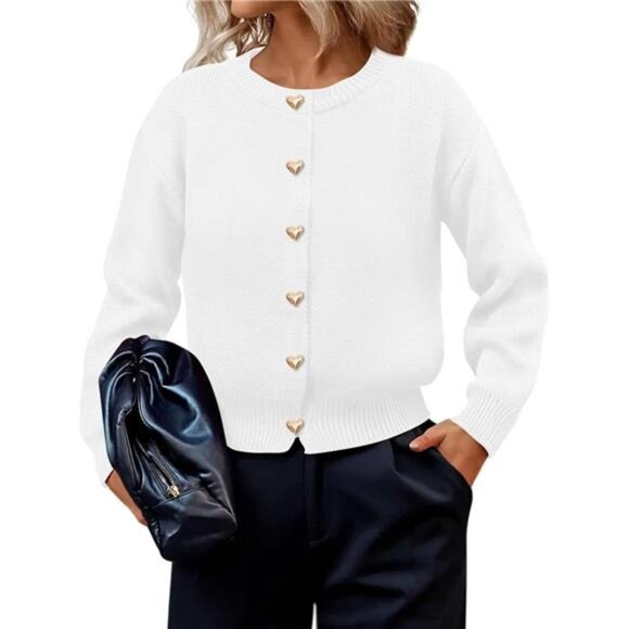 Cardigan Sweaters for Women Trendy Long Sleeve Open Front Button - Picture 1 of 5